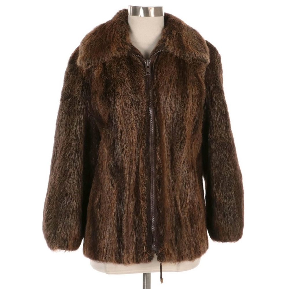 Vintage Natural Nutria Fur Zip Jacket from Stanley Korshak
